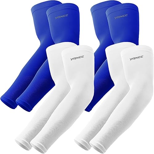 YQXCC 4 pares de mangas de brazo, mangas de compresión deportivas de protección solar UV para hombres y mujeres, mangas de brazo de baloncesto de