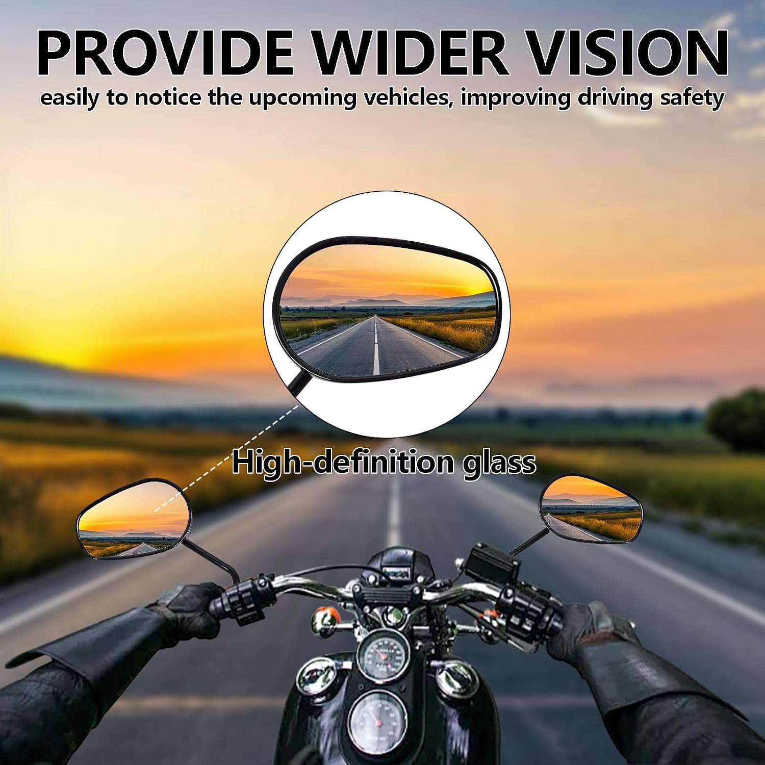 8mm Rearview Mirrors Universal Black Teardrop Compatible With Harley Road King Sportster Street Electra Glide Softail Dyna Road Glide 1982-2025 360°Adjustable Motorcycle Side Mirror (1 Pair)