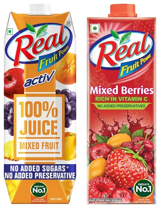 Real Activ 100% Mixed Fruit Juice - 1L & Real Fruit Power Real Mixed Berries 1L, 1 kg