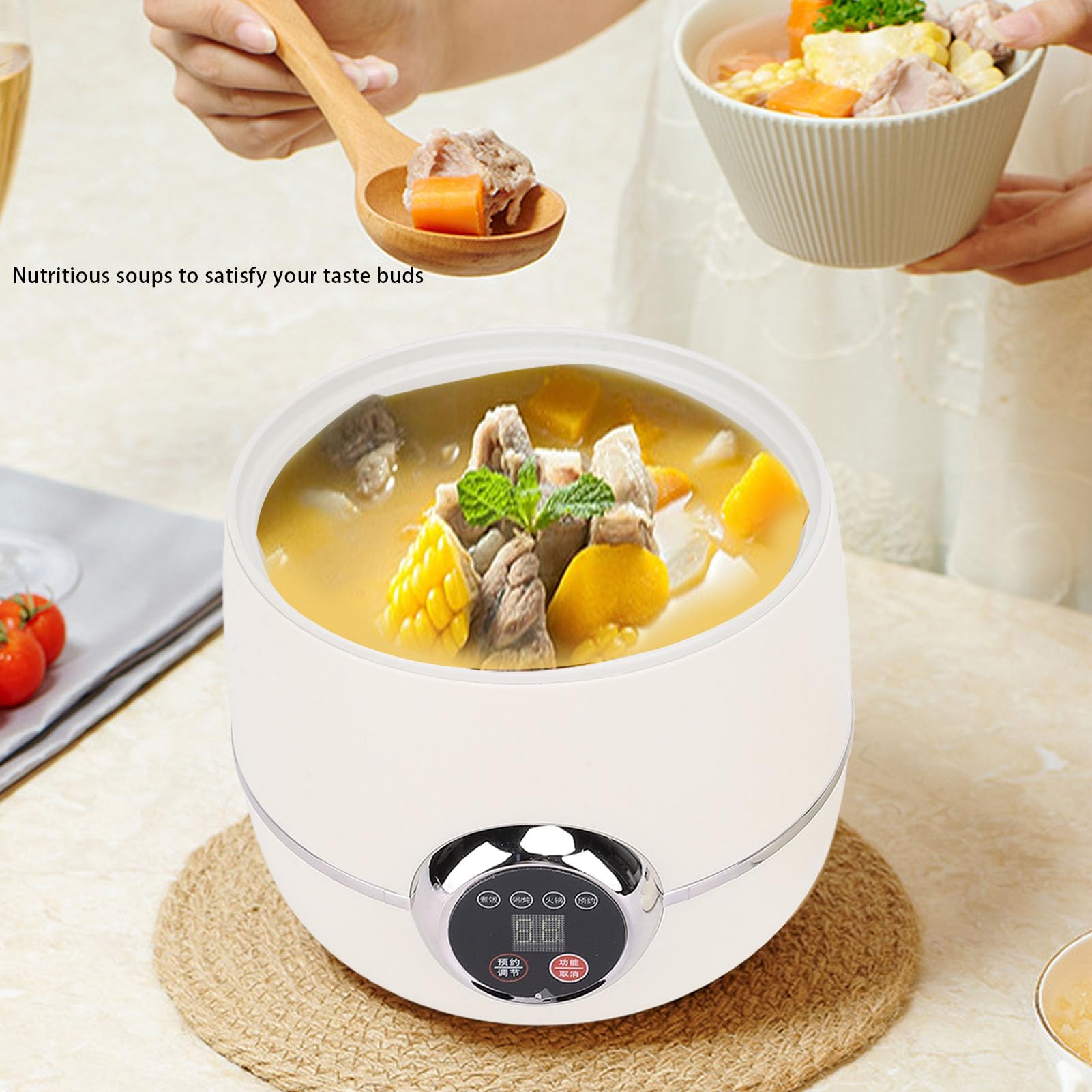 Cuociriso Elettrico Portatile, Cuociriso Piccolo Per Grani Di Riso Capacità 1,6 Litri Macchina Per Il Pranzo Cuociriso Elettrico Multifunzionale Cuociriso Antiaderente Macchina