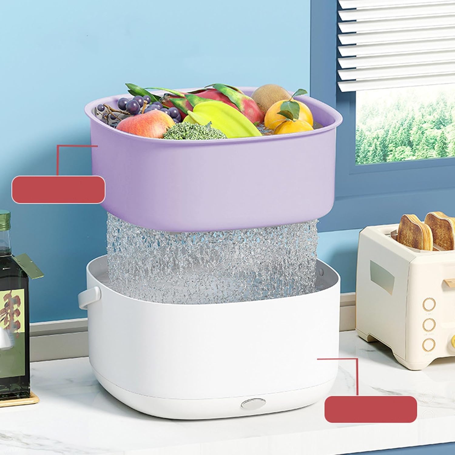 Fruit and Vegetable Washing Machine, Fruit Ultrasonic Cleaner, Large Capacity Vegetable Cleaner, Ultrasonic Fruit Washing Unit, Electric Fruit Vegetable Washing Basket