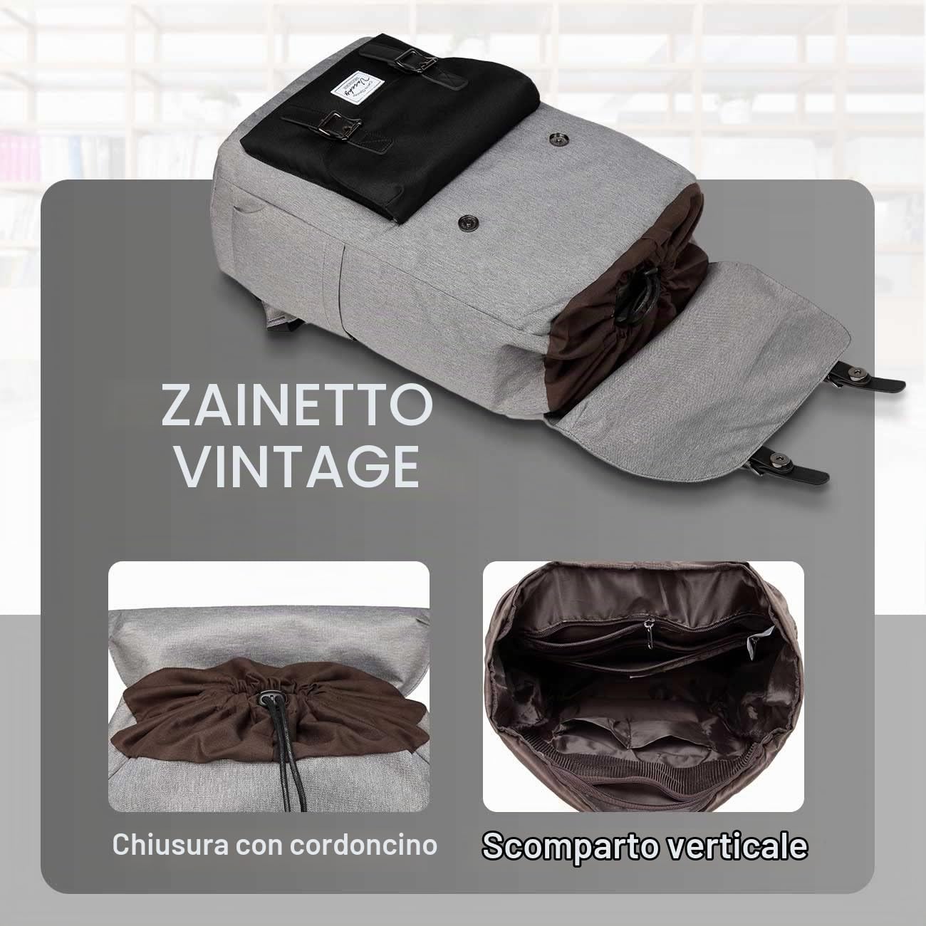 VASCHY Zaino Uomo, Zaino Università Vintage Zaino Donna Zaino Scuola Superiore Zaino da Viaggio Casual Zaino Porta PC 15.6 Pollici Zaino Mare Zainetto Uomo Pelle Trekking Campeggio Regalo di Natale