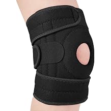 Knee Support with Open-Patella Design for Joint Pain, Sports, Injury Rehabilitation, Knee Brace Adjustable and Breathable for Men Woman with SBR Pad and 3 Straps Black