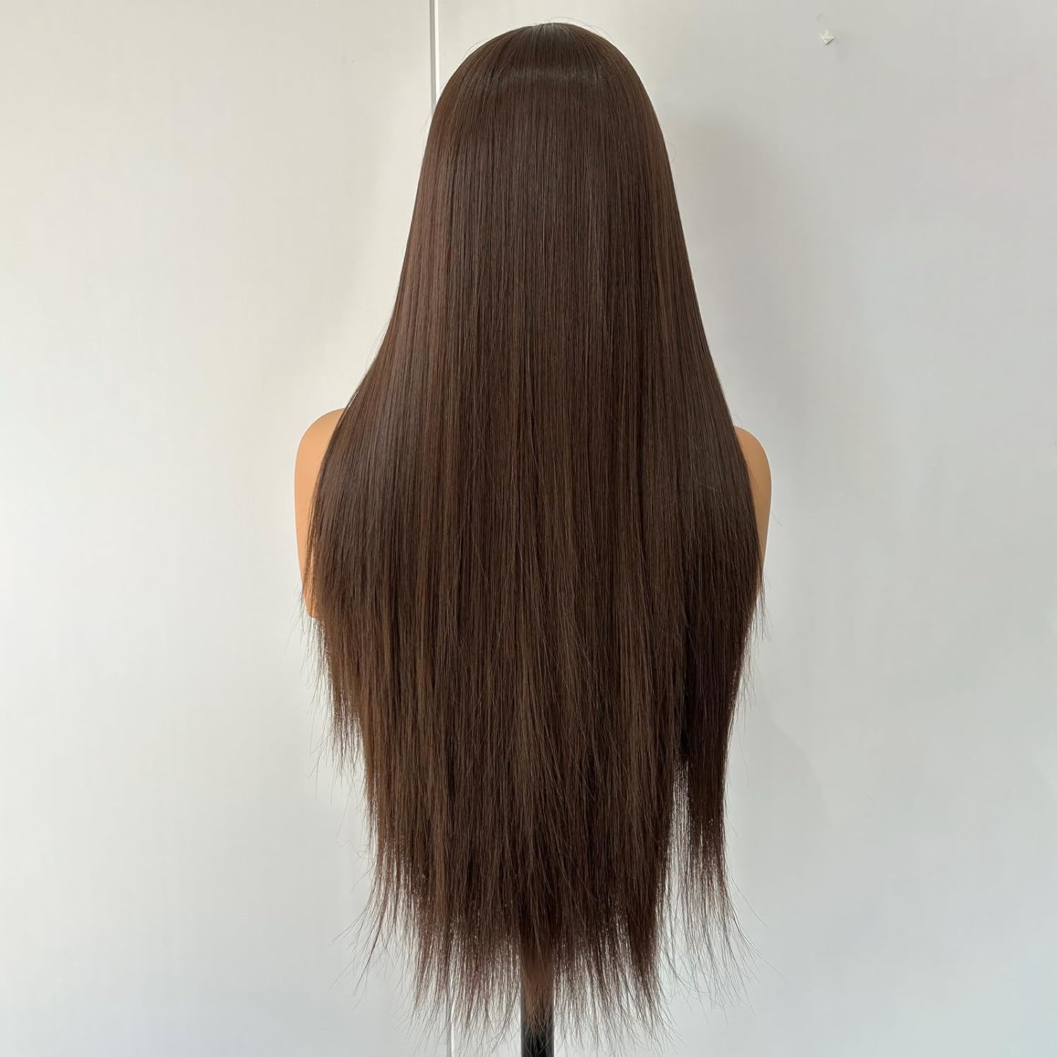 24" Dark Brown Long Silky Straight Synthetic Lace Front Wigs Natural Hairline Cosplay Wigs Heat Resistant Glueless Hair Replacement Daily Use