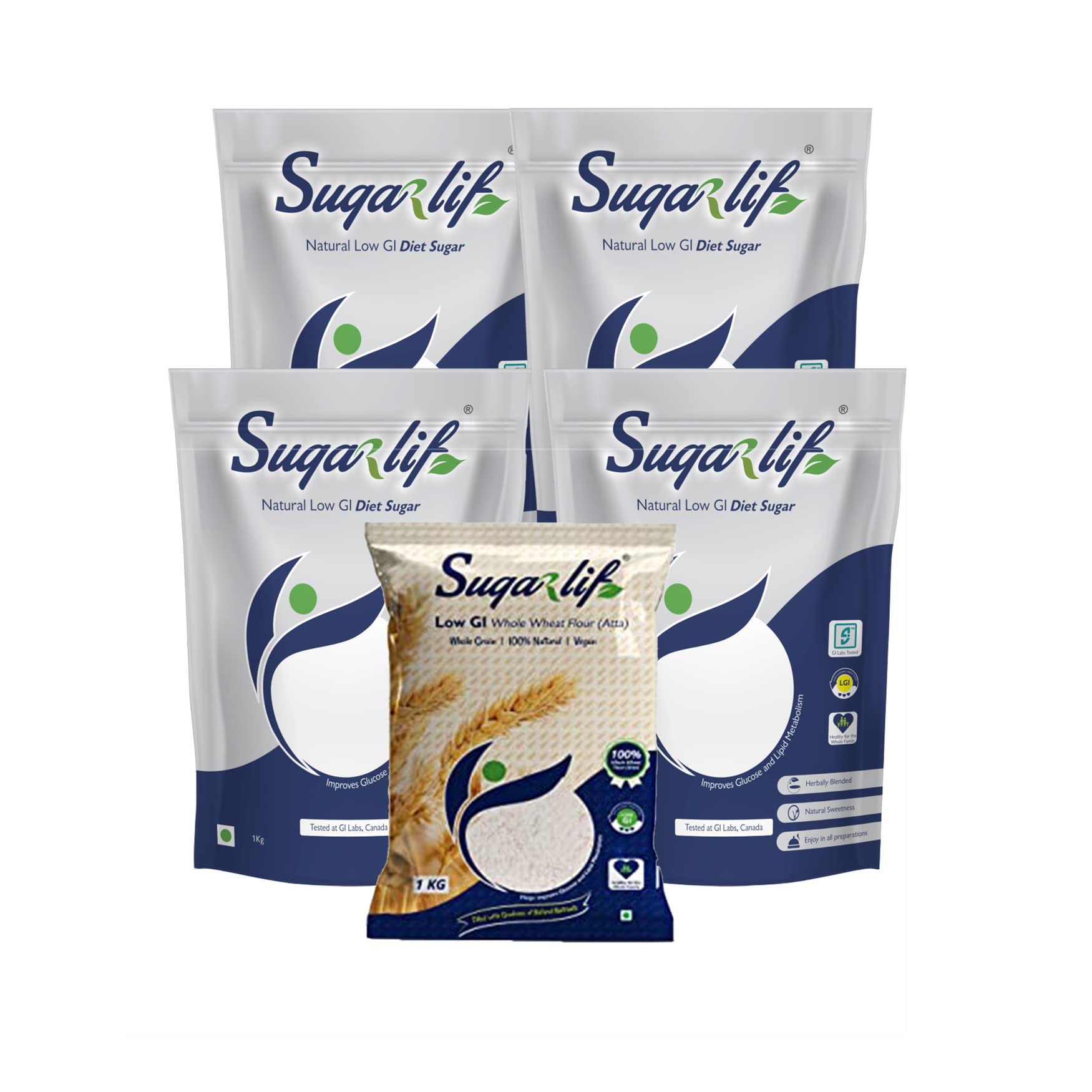 Sugarlif Diet Sugar & Whole wheat Atta LOW GI | Orignal product of Dr. C K Nandagopalan - Diabetic Friendly Herbal Cane Sugar | Free From Chemicals Flour | Diet Sugar (4kg) & Whole wheat Atta (1kg) - Combo Pack (B0B755SJSL) Amazon Price History, Amazon Price Tracker