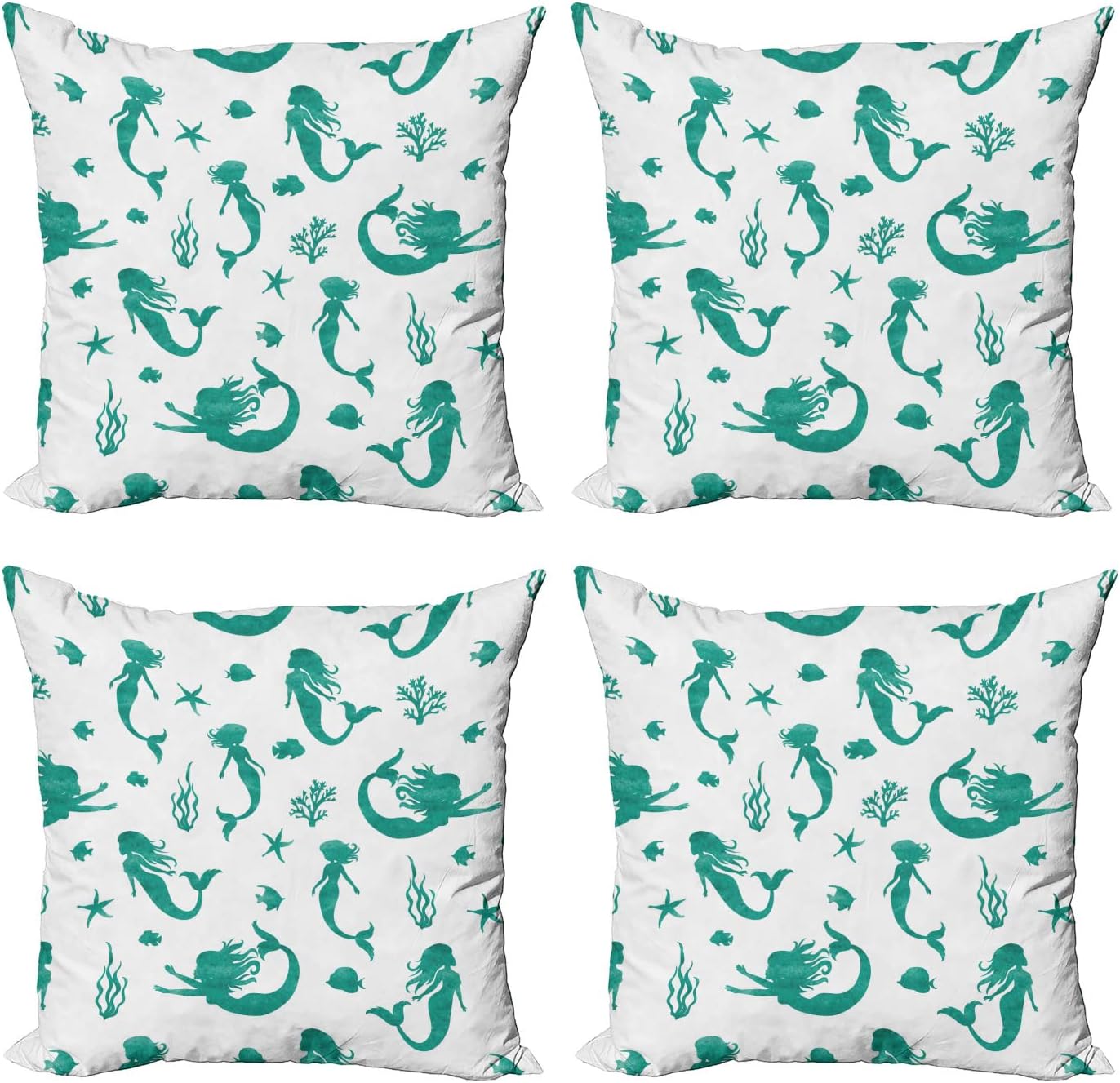 Lunarable Hearts Throw Pillow Cover Set of 4, Valentines Day Heart Pattern with Vibrant Colors and Numerous Sizes Love Adoration, Square Cushion Covers Decor for Bed Couch Sofa, 24"x24", Pink White