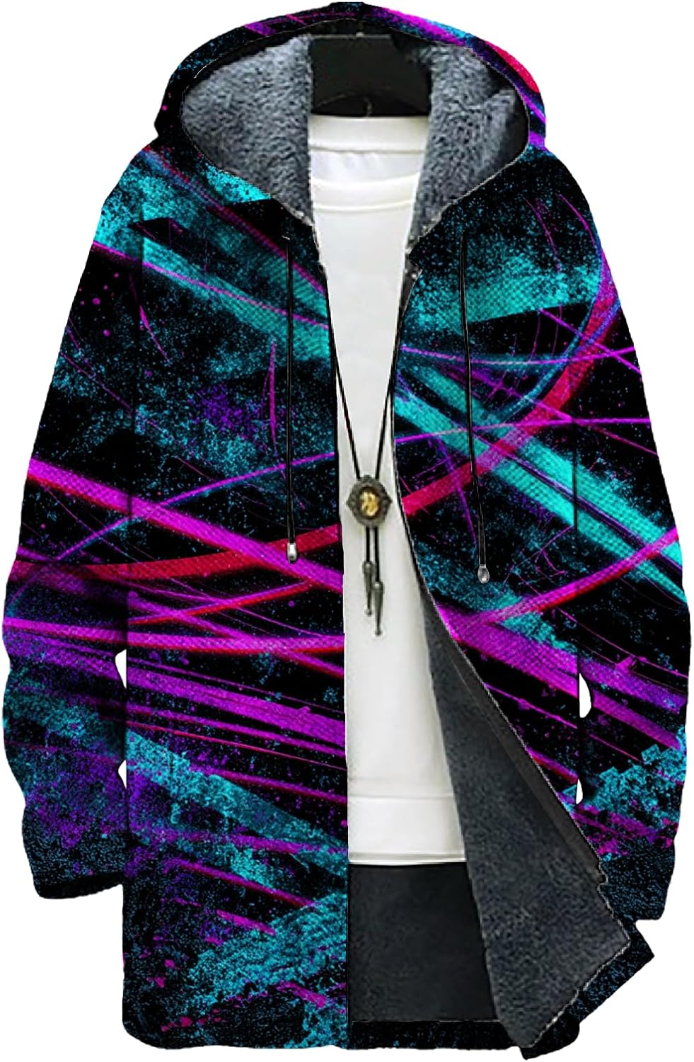 Mens Hooded Cardigan Japanese Art Zip Up Long Sleeve Sweater Hoodie Dragon Print Coat with Pockets