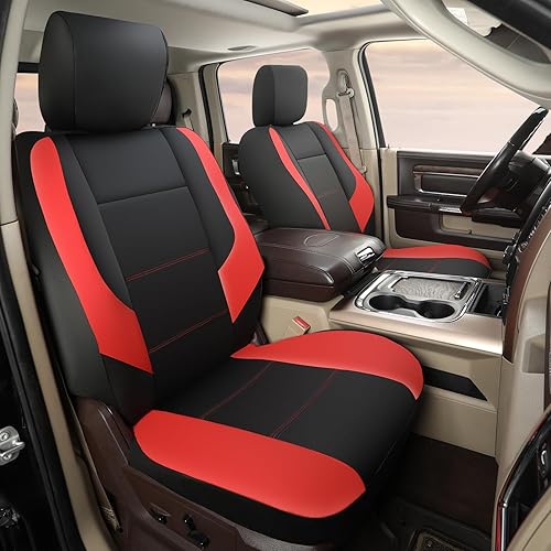 GIANT PANDA Fundas de asiento delantero de automóvil, ajuste personalizado para Dodge Ram 1500, 2500, 3500, protectores de asiento de camiones (rojo)