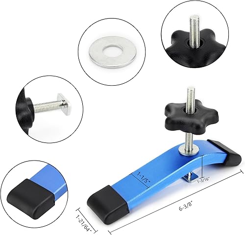 Miniatura 3 de Paquete de 2 abrazaderas de sujeción en T de 6-3/8 pulgadas de largo x 1-1/5 pulgadas de ancho, abrazaderas de riel en T para carpintería,