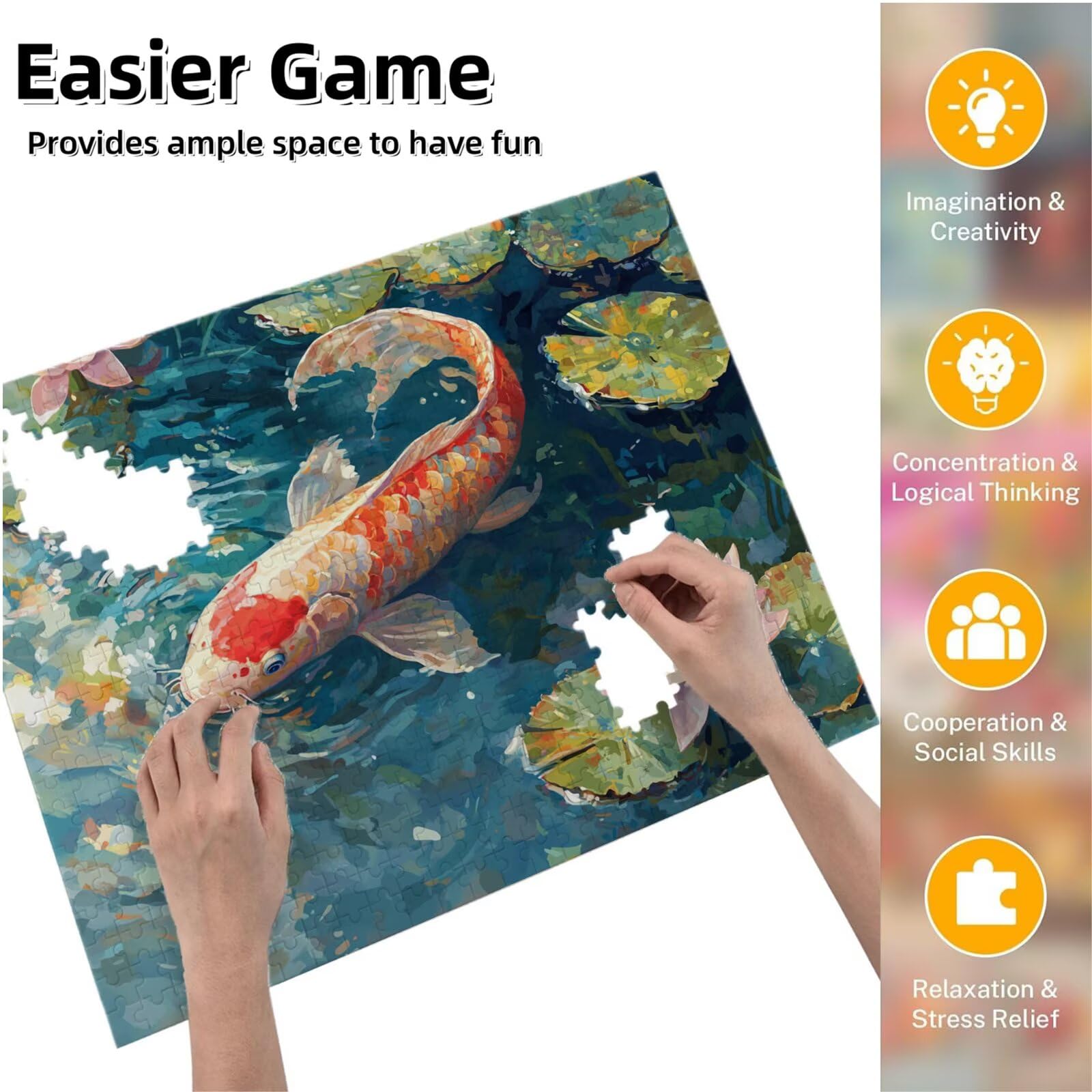 Puzzle dla dorosłych, 5000 sztuk, trudne drewniane puzzle, gra, gra logiczna, gra ręczna, dekoracja rodzinna, kreatywna rozrywka, prezent 105 x 156 cm ryba lotus K0F-912