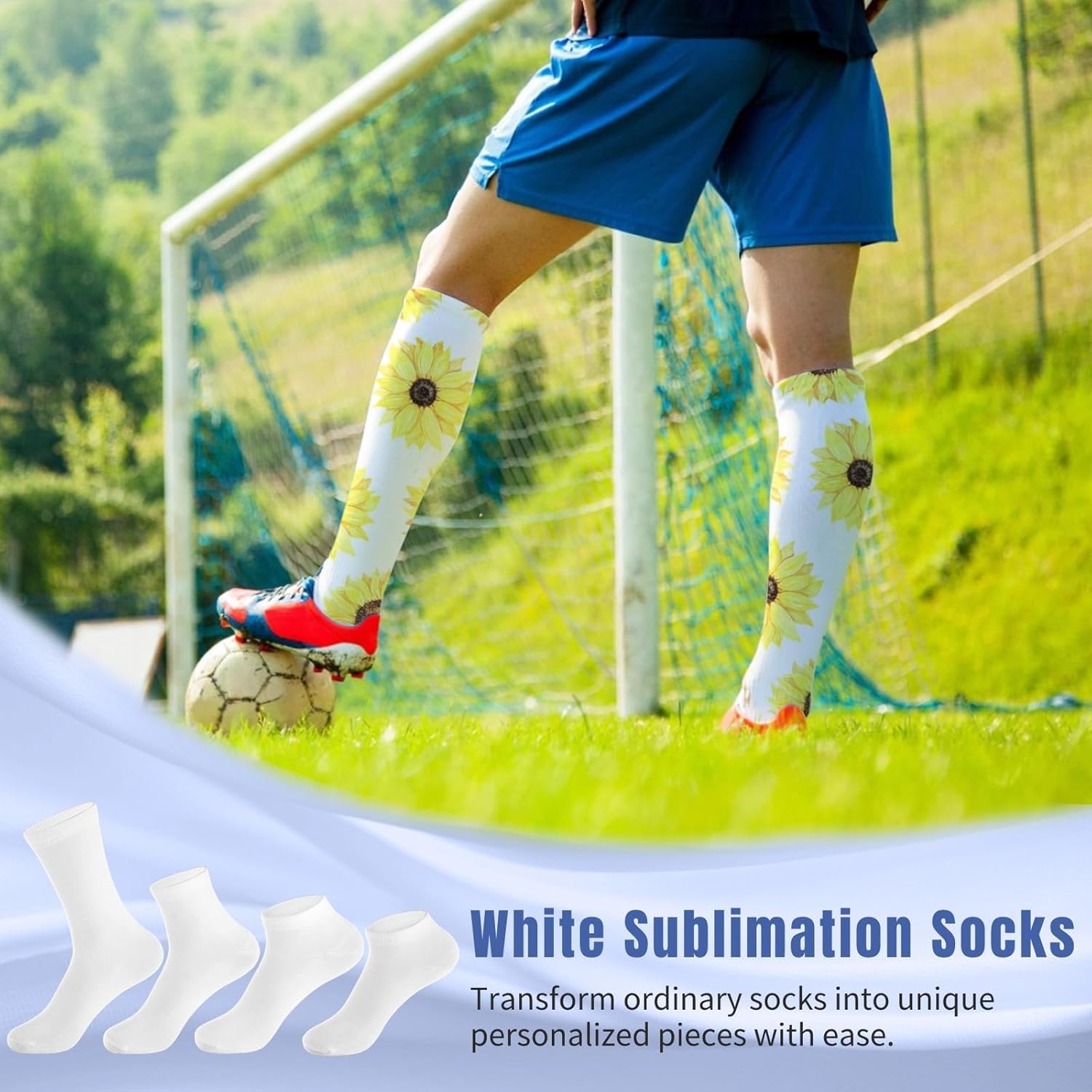 48 Pairs Sublimation Socks Set, 4 Sizes With Metal Heat Transfer Jigs