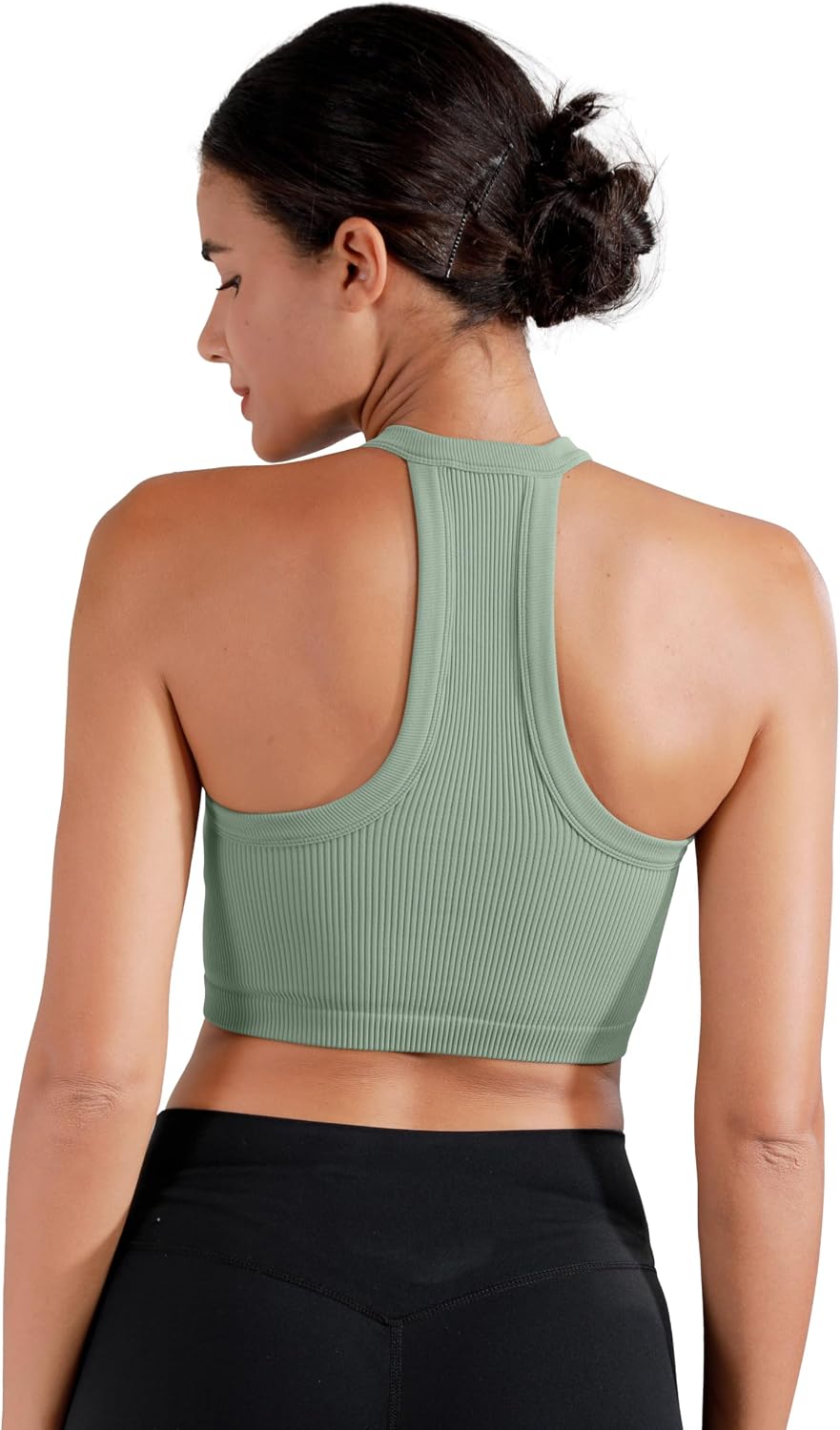 Sunzel Ribbed Tank Tops for Women, Halter High Neck Seamless Cute Crop Top, Basics Sleeveless Workout Athletic Yoga Shirts
