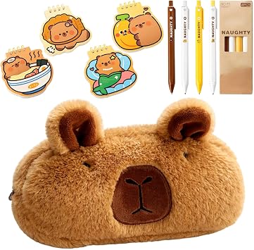 9 PCS Capybara Pencil Case, Capybara Stationery, Complete Stationery Set with Notebooks and Pens, Ideal for School Organisation and Office Supplies, Gift for Animal Lovers