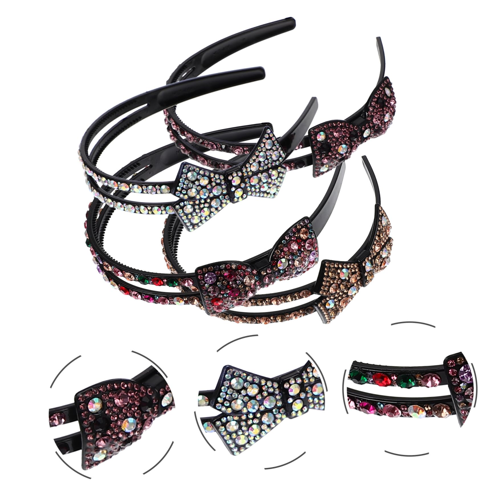 FRCOLOR 12 Pz archetto ad barrette forcine fasce gioiello per donna fasce di strass per le donne arredamento retrò cerchietti per con strass copricapo di prua creativo