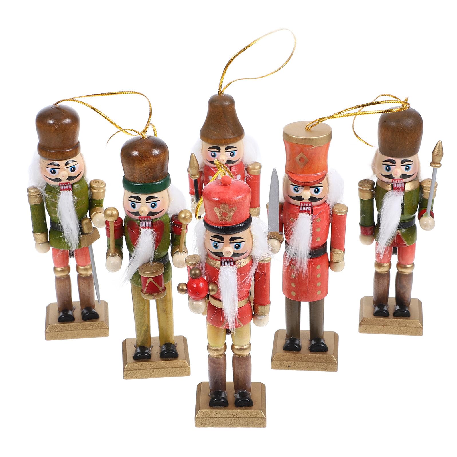 Figurines Casse-Noisette Bois 6 Pièces à Offrir ou Suspendre au Sapin de Noël