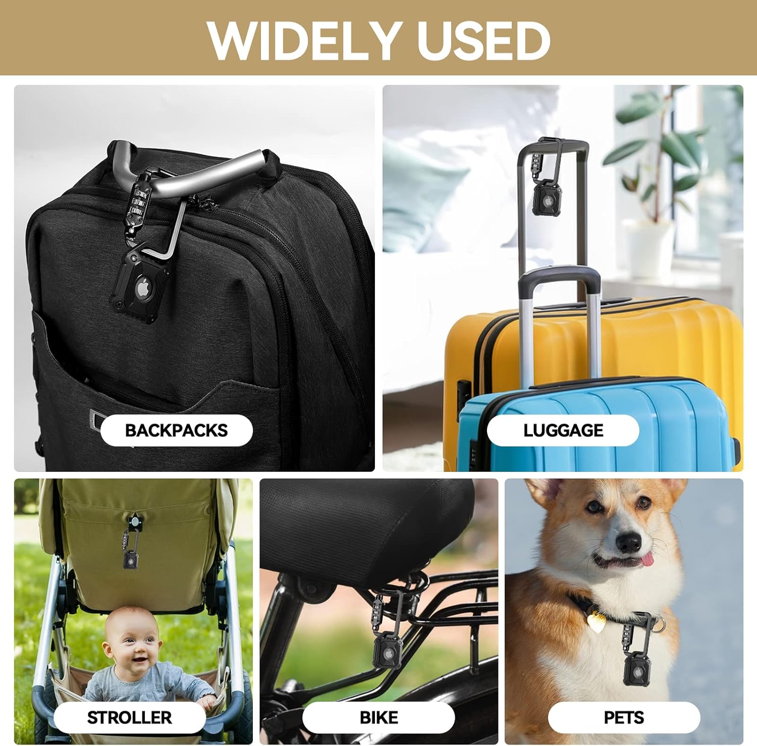 waterproof airtag holder with 3 digit combination lock airtag bike mount lock anti theft protective tracker case with link lock airtags case for