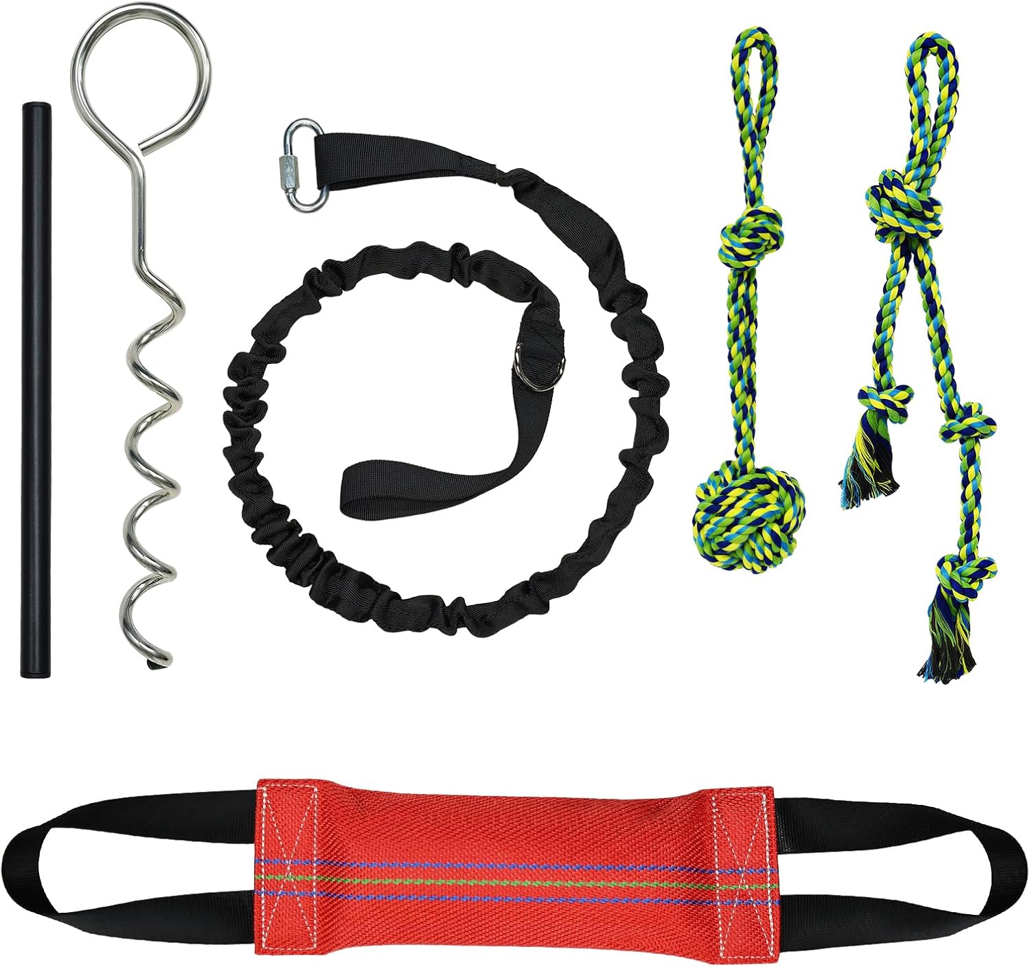 2-in-1 Floating Dog Toys Interactive Pool Toys Dog Bungee Tug Toy,Interactive Outdoor Tether Ball Rope Toy with Stake for Small & Medium Dogs