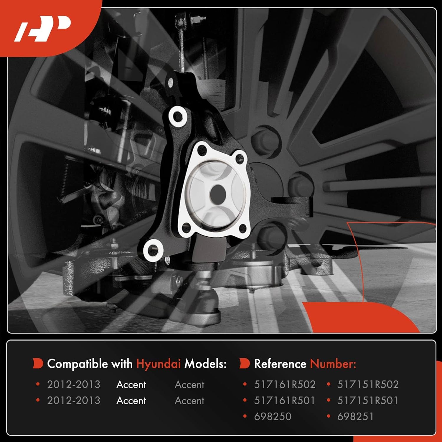 A-Premium 2x Front Suspension Steering Knuckle Compatible with Hyundai Accent 2012 2013, Driver and Passenger Side