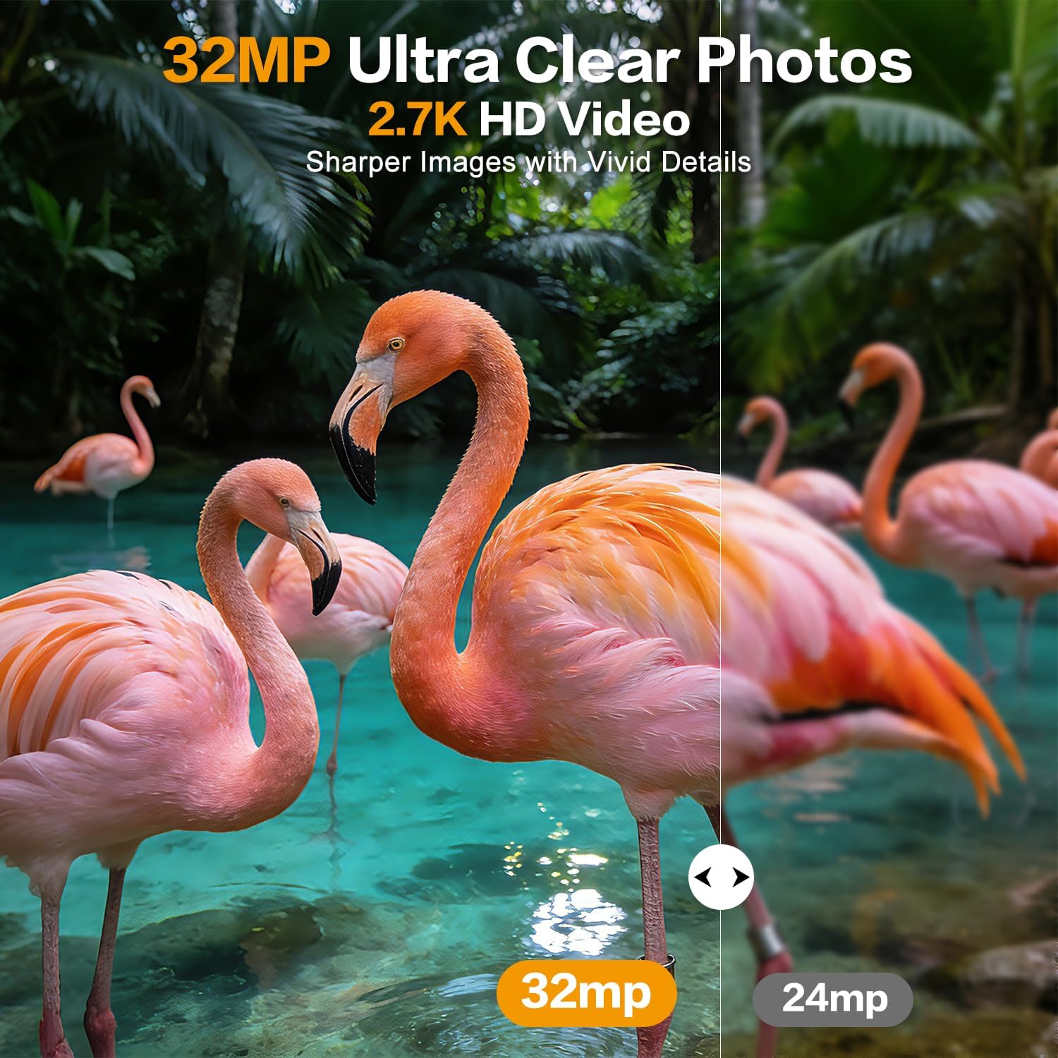 Trail Camera 32MP 2.7K, Mini Game Camera with Night Vision, Motion Activated 0.2s Trigger, 120° Wide Angle, Waterproof No Glow Infrared, Hunting Camera with 32GB Card, 2.0” HD Screen