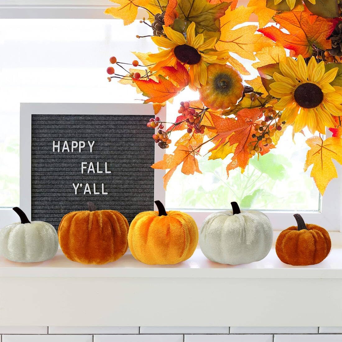 12 Assorted Velvet Pumpkins for Decorating, Fall & Thanksgiving Decor