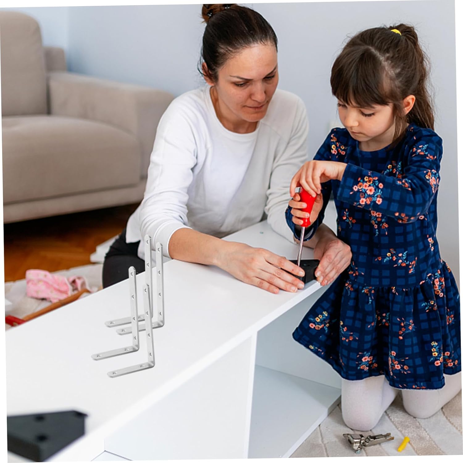 Angoily 10pcs Shaped Shelf Brackets Stainless Steel Heavy Duty Shelf Support Brackets