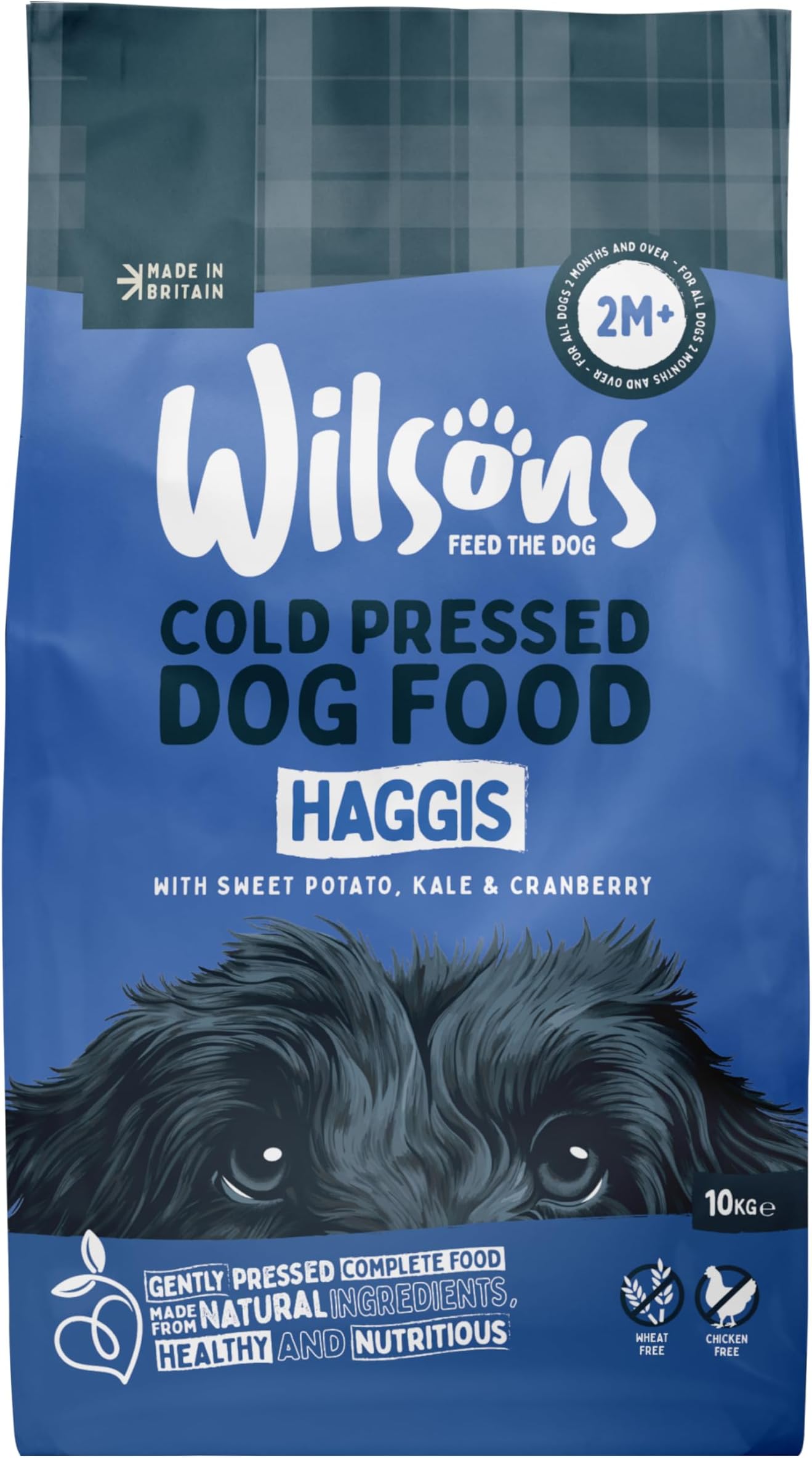 Wilsons - Cold Pressed Dog Food - Premium Complete Dry Meal with Natural, Hypoallergenic, Wheat Free Ingredients, Suitable for Adult Dogs and Puppies 2 Months + (Haggis) (10kg)