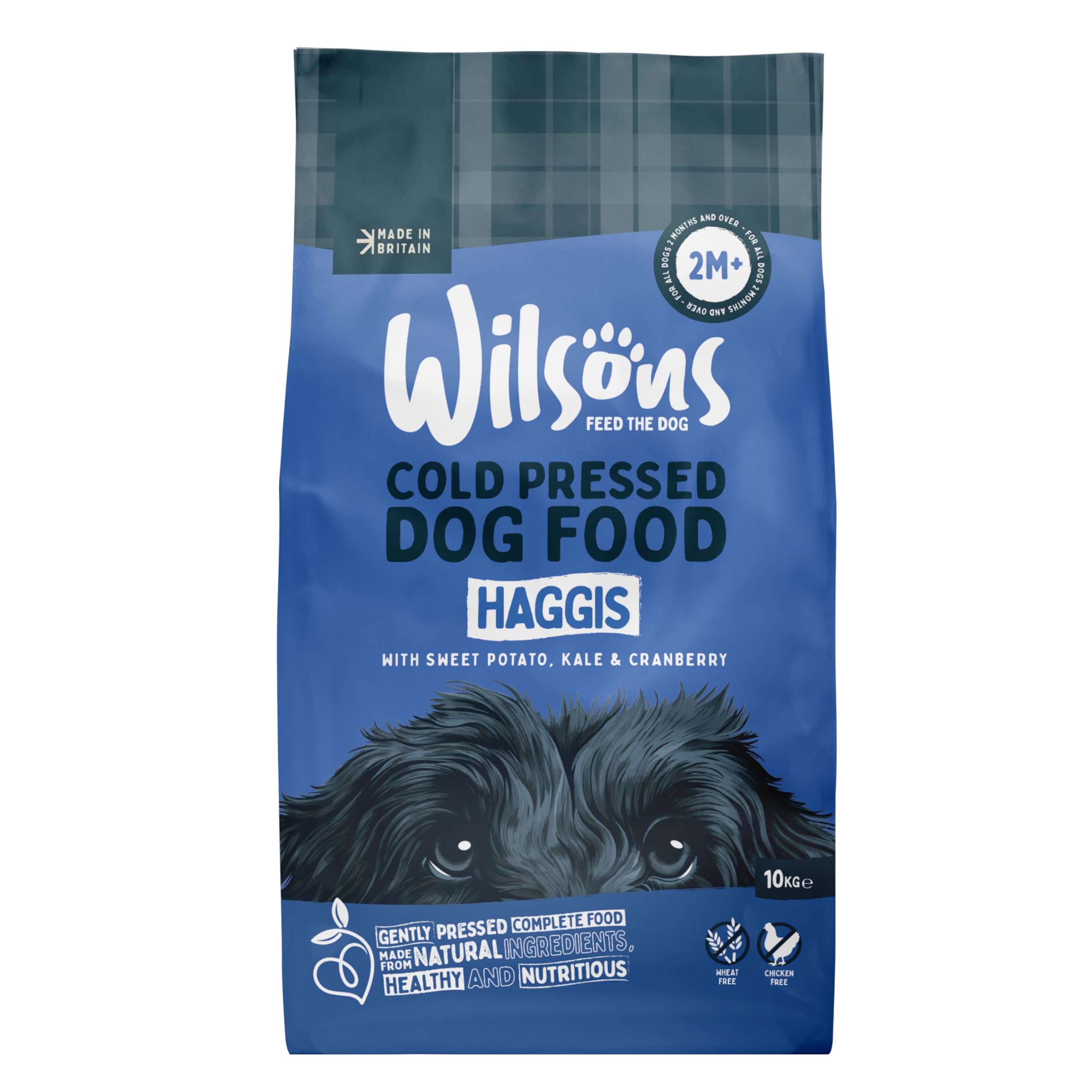 Wilsons - Cold Pressed Dog Food - Premium Complete Dry Meal with Natural, Hypoallergenic, Wheat Free Ingredients, Suitable for Adult Dogs and Puppies 2 Months + (Haggis) (10kg)