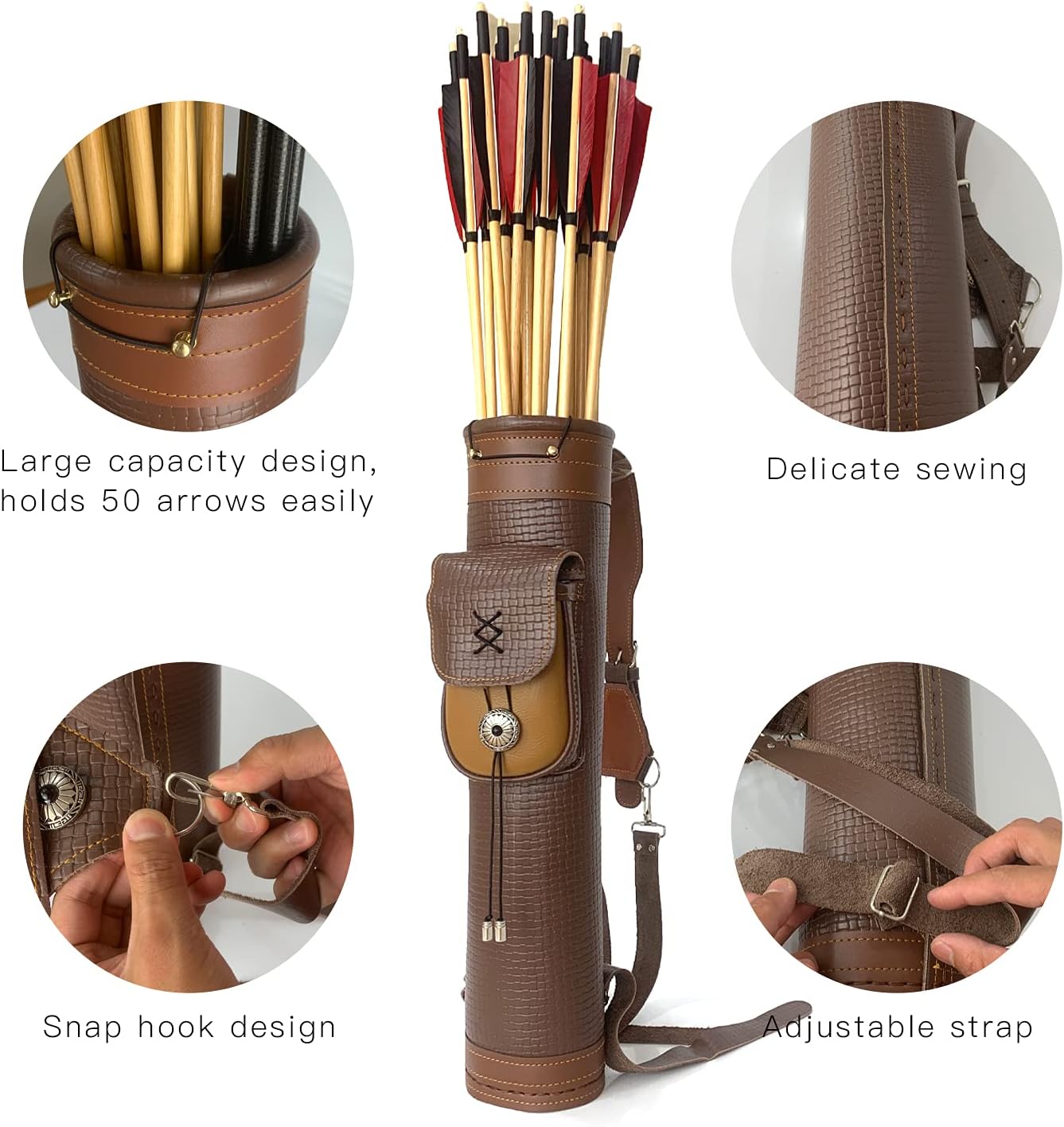 JIALUCONG Arrow Quiver or Rustic Leather Quiver - Handmade Quiver for Arrows and Crossbow Quiver - Bow Quiver and Quiver for Compound Bow - Traditional Arrow Holder : Sports & Outdoors