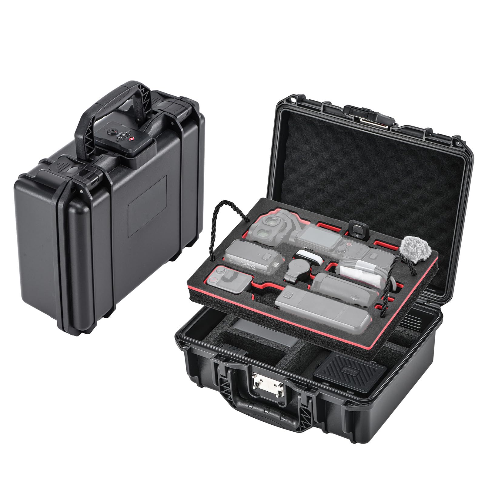 Wodoodporne twarde etui kompatybilne z DJI Osmo Pocket 4 Pro, dwuwarstwowe pudełko do przechowywania z zamkiem szyfrowym TSA do Pocket 4 Pro