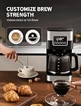 SHARDOR 10-Cup Programmable Coffee Maker, Regular & Strong Brew Drip Coffee Machine for Home and Office, Auto Shut Off, Permanent Filter, Silver