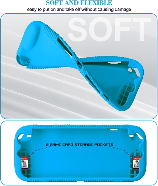 Teyomi Funda protectora de silicona compatible con Nintendo Switch 2, Carcasa para Nintendo Switch 2 con protector de pantalla de vidrio templado, Estuche con agarre ergonómico (Azul) - 4