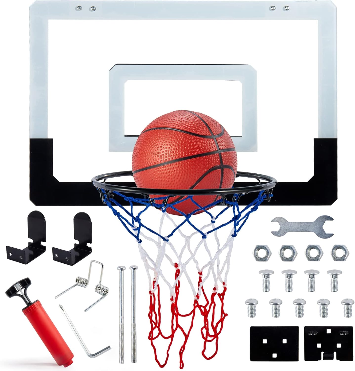 BUYGER Basketball Hoop Set for Kids, Metal Hoop Basket Portable Wall