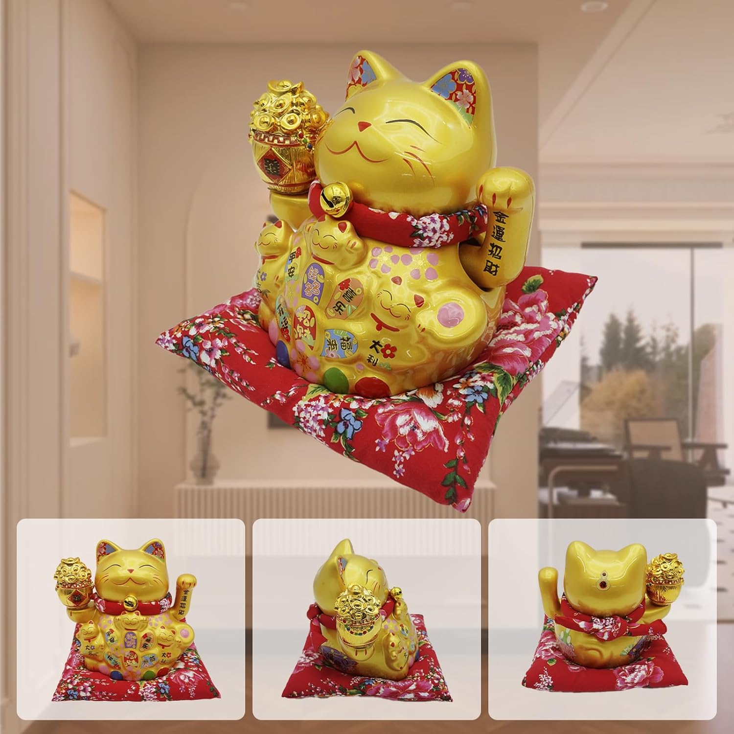 Lucky Cat Waving Arm Fortune Cat Statue,Maneki Neko Beckoning,Traditional Feng Shui Wealth Bringing Decoration for Shops,Homes,Offices,Businesses - Image 4