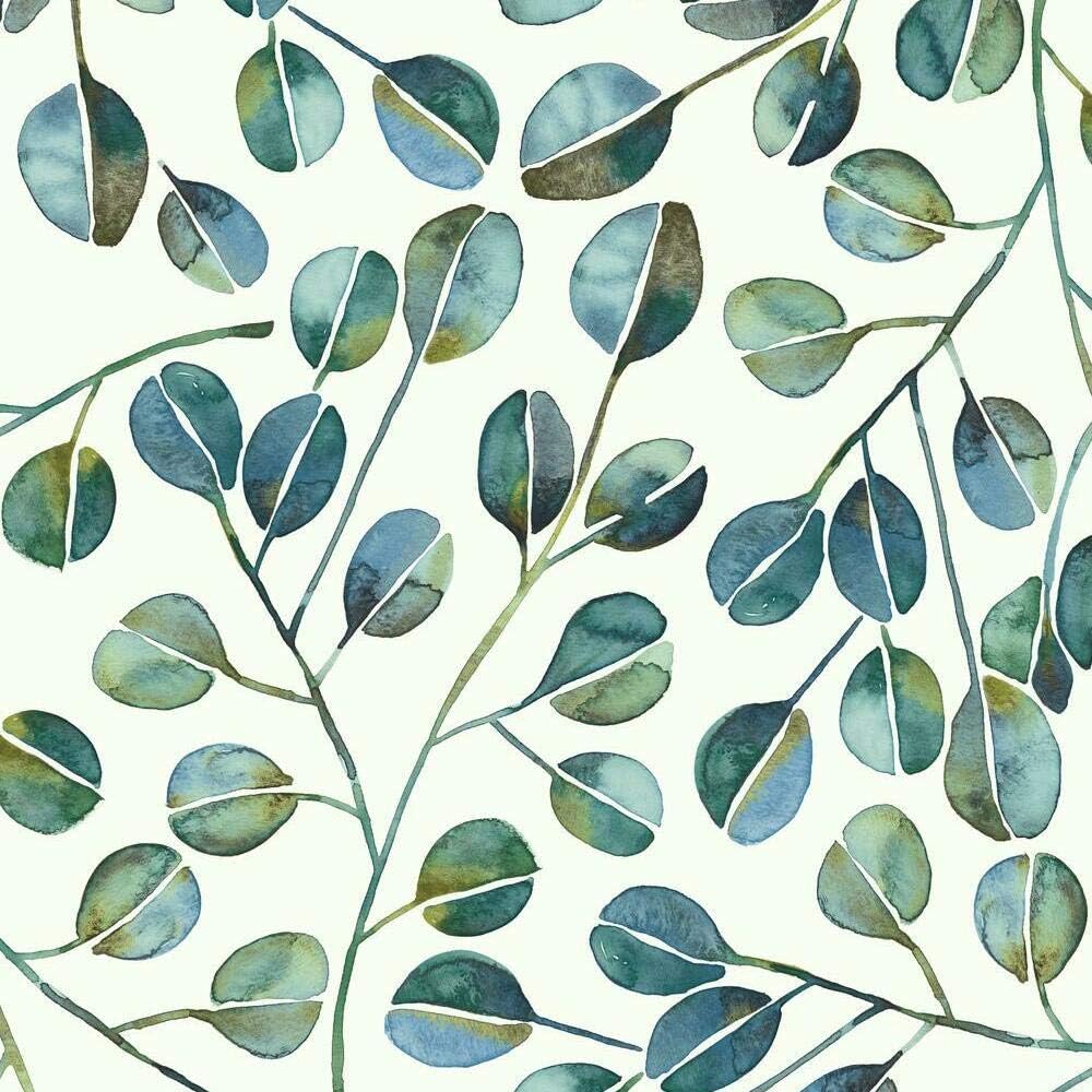 RoomMates RMK11628WP Cat Coquillette Eucalyptus Teal and White Peel and Stick Wallpaper, Roll