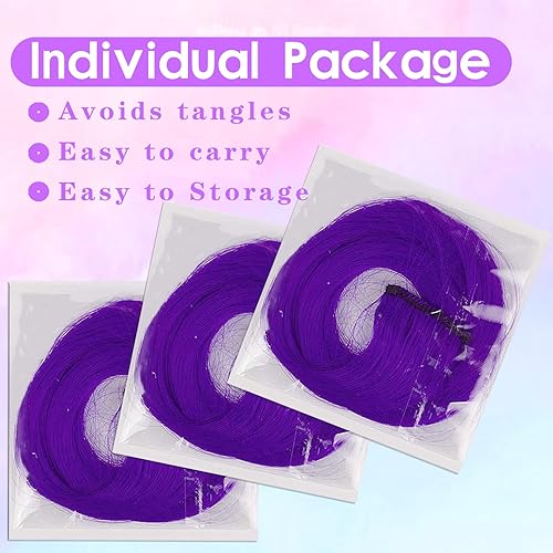 Miniatura 5 de 12 extensiones de cabello morado con clip, extensiones rizadas y onduladas de color para niños y niñas, extensiones sintéticas con reflejos para