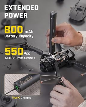 Fanttik E2 Ultra Mini Electric Screwdriver, Cordless Screwdriver, Max 0.6N.m, 50 Magnetic Bits, 5/32'' Hex, Magnetic Storage, Repair Tool for Electronics, AI Server, Laptop and PC For Dad (Grey)