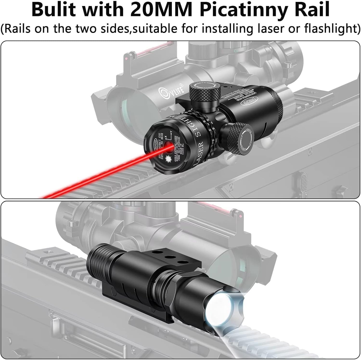 CVLIFE 4x32 Prism Hunting Rifle Scope Red & Green & Blue Illuminated Reticle Scope with Fiber Optic Sight