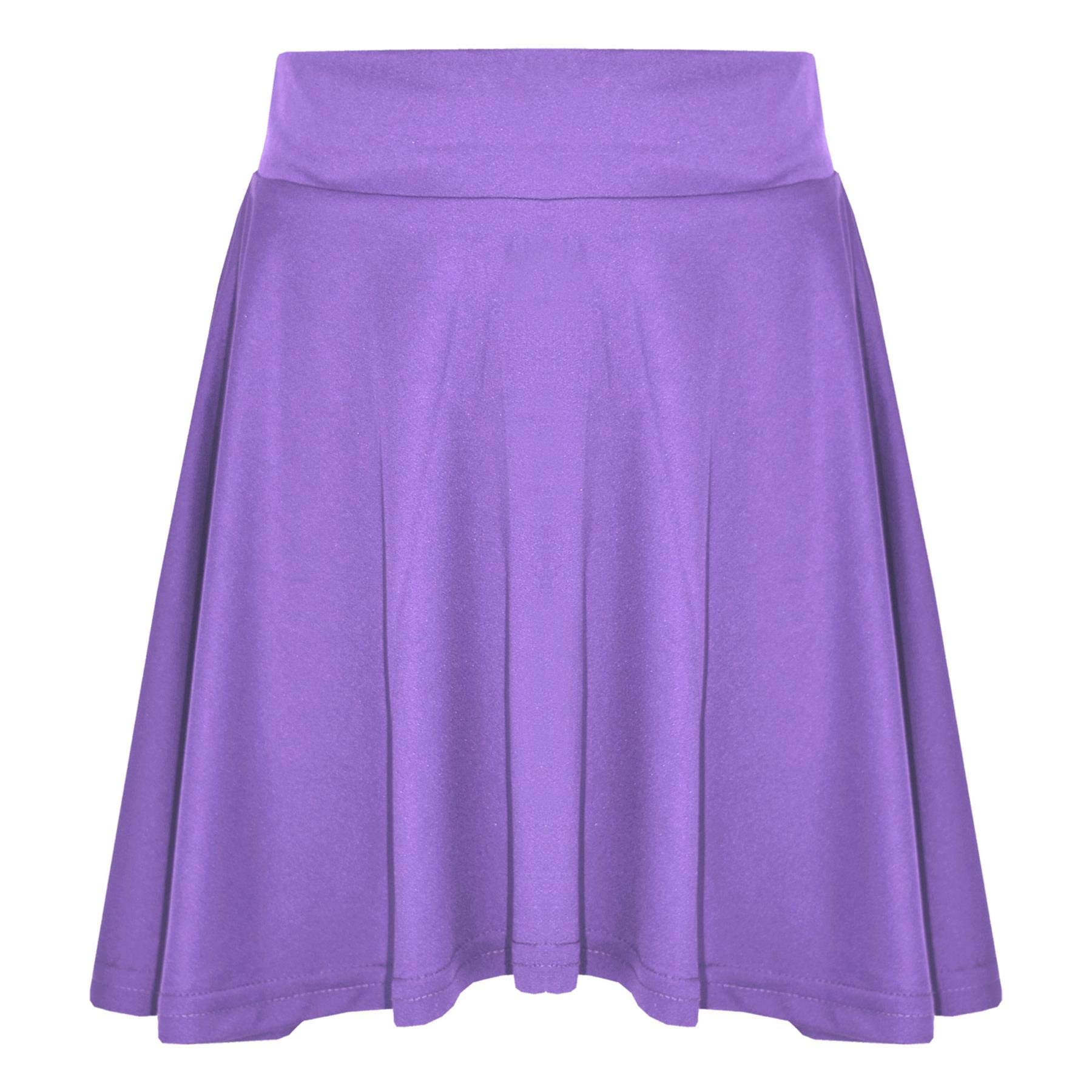 A2z 4 Kids Girls Lilac Plain Skater Skirt Camouflage For School Trendy Soft Feel - Plain Skater Skirt 13