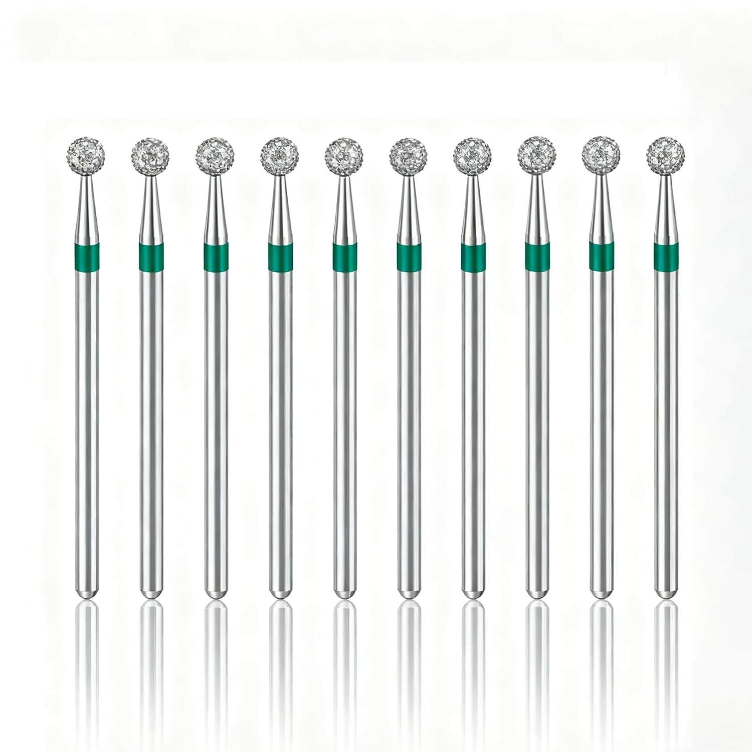 50PCS BR-30C FG Diamond Burs Grinding Needles Set | 1.6mm (1/16") Shank Green, Natural Diamond Powder Coated Points for Precision Engraving, Carving & Polishing