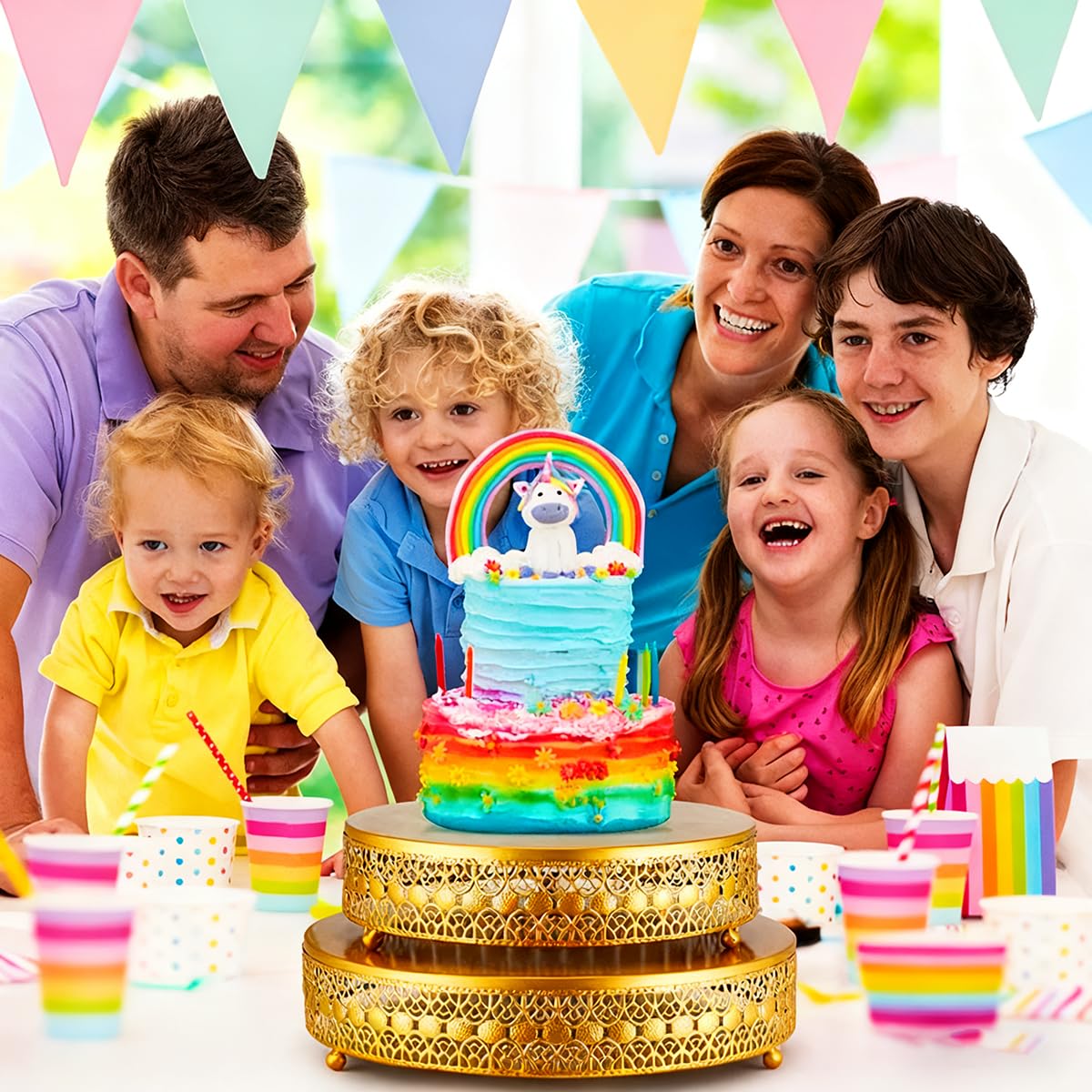 Juego de 3 soportes dorados para tartas, soportes de metal para cupcakes, para fiestas, postres para bodas, cumpleaños, baby shower, soporte de exhibición de postres