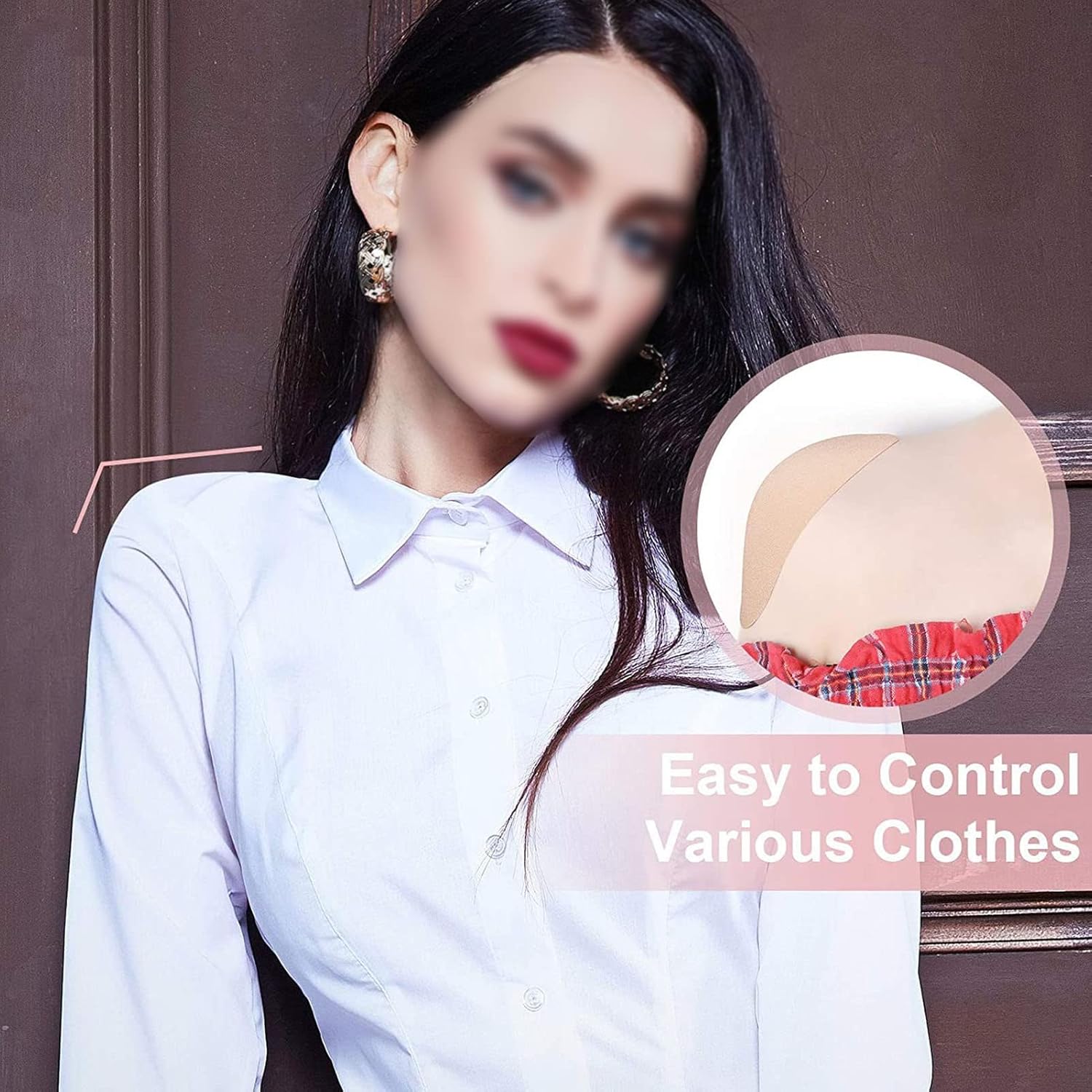 4 Pairs Silicone Shoulder Push-Up Pads, Anti-Slip Adhesive Shoulder Pads Invisible Silicone Shoulder Pad for Womens Clothing Invisible Breathable Shoulder Enhancer - Image 2