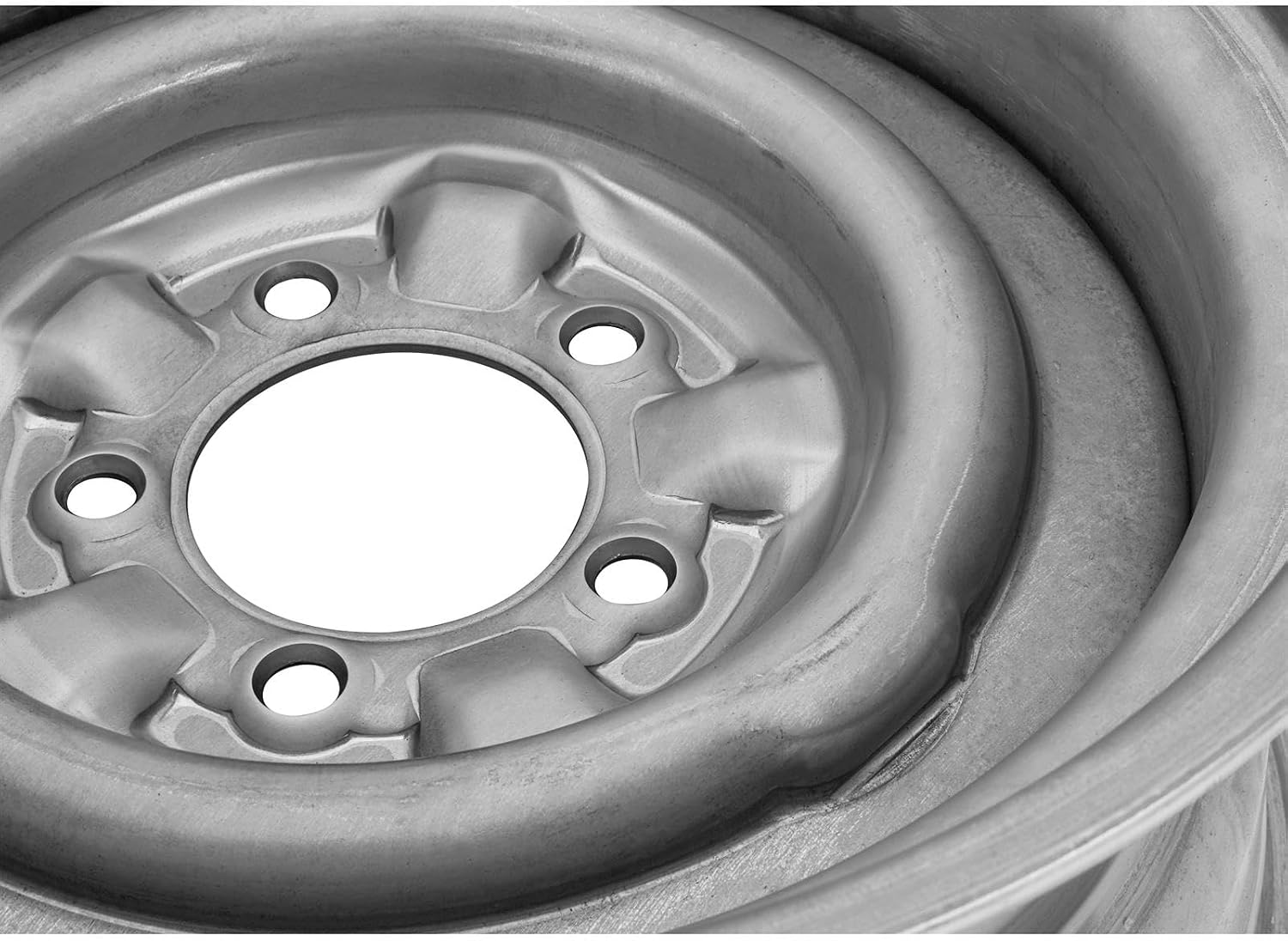 Speedway Motors O/E Style Hot Rod Raw Steel Wheel 15x8 5x4.5 Bolt Pattern 4.25 Backspace Disc Brake Friendly Accepts 10-1/8 Spider Ring Hub Cap