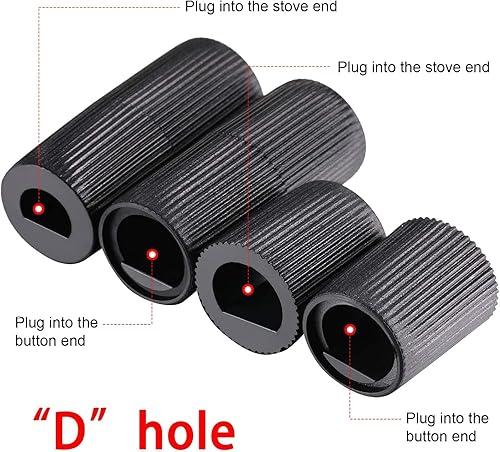 Miniatura 3 de Jetec Paquete de 4 perillas de control de repuesto con 12 adaptadores para horno/estufa/cocina, por favor verifique cuidadosamente si las Negro