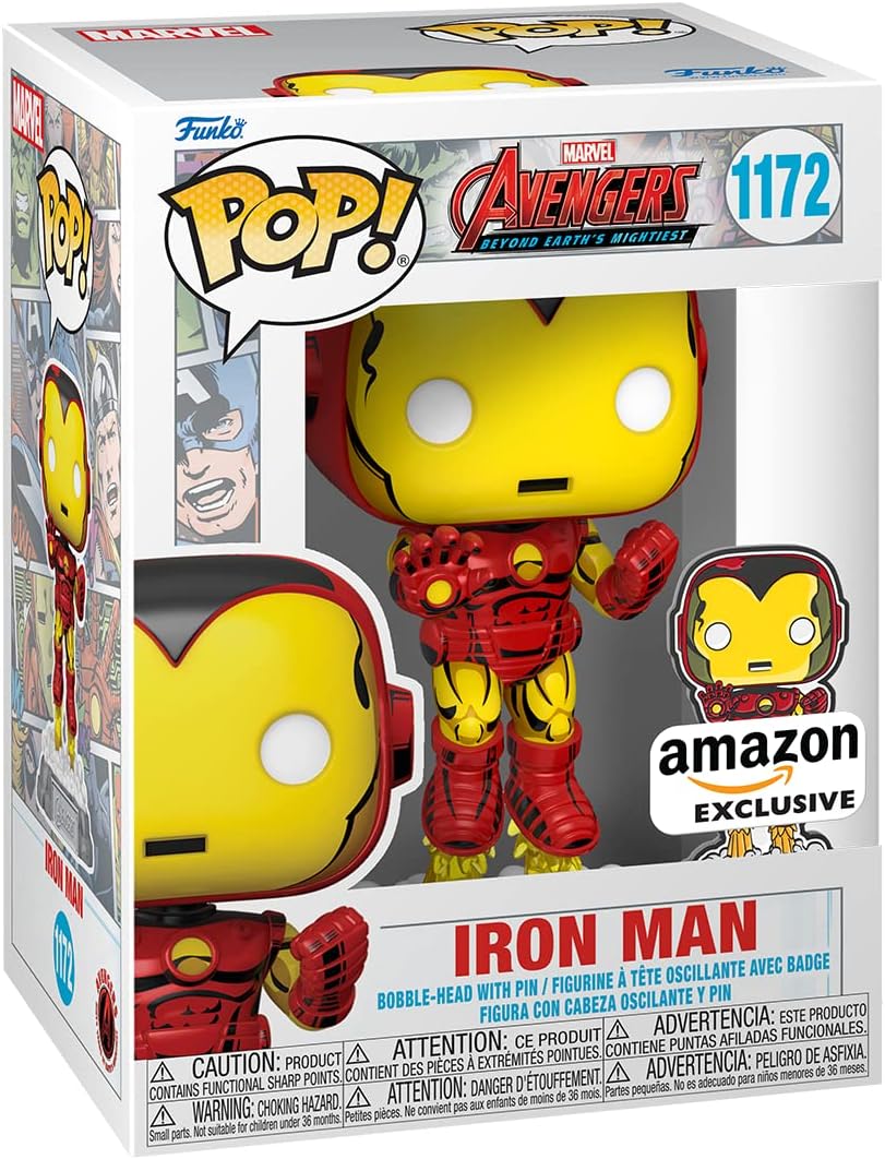 Funko Pop & Enamel Pin: The Avengers: Earth's Mightiest Heroes - 60th Anniversary, Iron Man with Enamel Pin - Marvel Comics - Amazon Exclusive - Collectable Vinyl Figure - Gift Idea