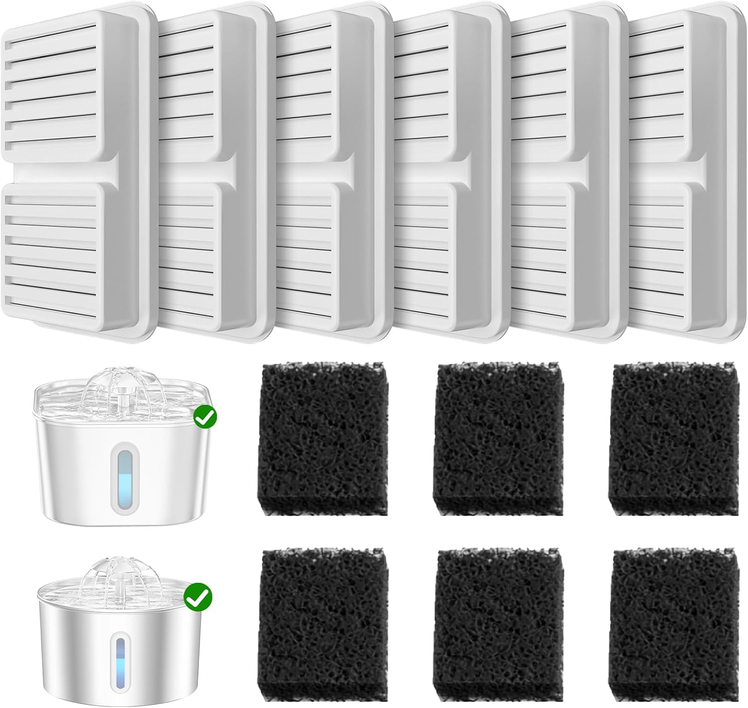 PawPoll Cat Water Dispenser Filter 6 Pcs with 6 Sponges