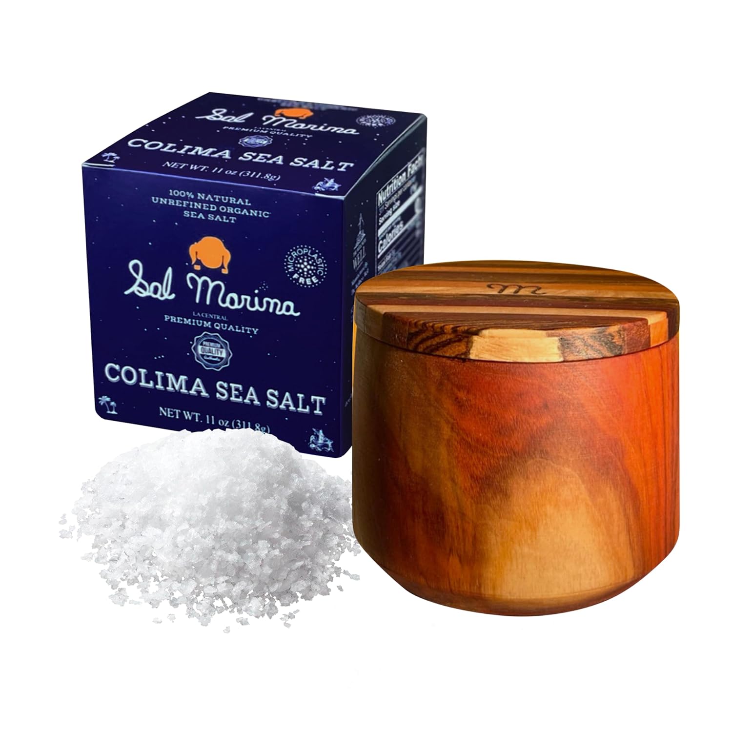 SAL MARINA | Unrefined Sea Salt Flower 11oz | Kosher Salt 100% Natural - Vegan Gluten Free Organic Table Salt Seasoning Food