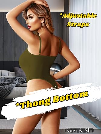 Kaei&Shi Mesh Bodysuit For Women,Spaghetti Strap Backless High Cut Sexy Body Suit,One Piece Sheer Top Rave Outfits Club Date