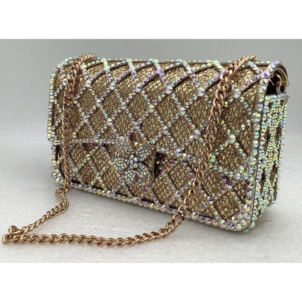 Bolsos de Mano NYSDM para Mujer, con Cadena Larga, con Diamantes, Color Naranja, Azul, Plateado y Verde, para Fiestas, Bodas, con Gemas, para el Hombro y para Bodas