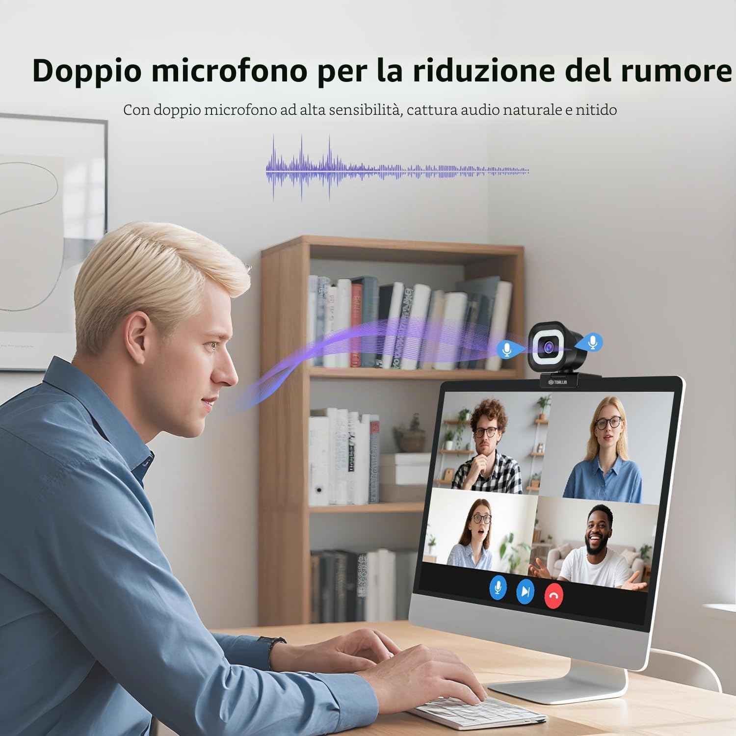 TOALLIN Webcam 4K con luce ad anello, telecomando, Autofocus PDAF, 12 milioni di pixel, doppio microfono integrato, zoom digitale 5X, webcam per streaming live/riunioni/videochiamate