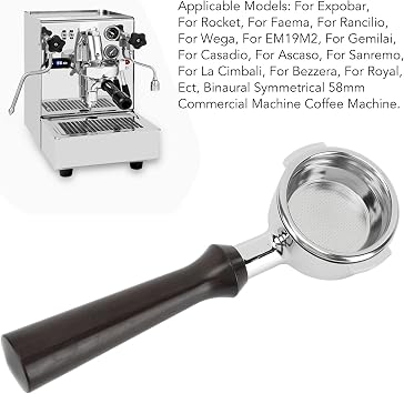 58mm Bottomless Coffee Portafilter Single Layer Aluminum Alley Handle Espresso Machine Accessories for Expobar Rocket Faema Wega Em19M2 Gepo Hasso Ascaso Sanremo La Cimbali (F Sandalwood)